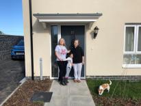 Natalia Rotaru with her daughter and mother at their new home in Marazion
